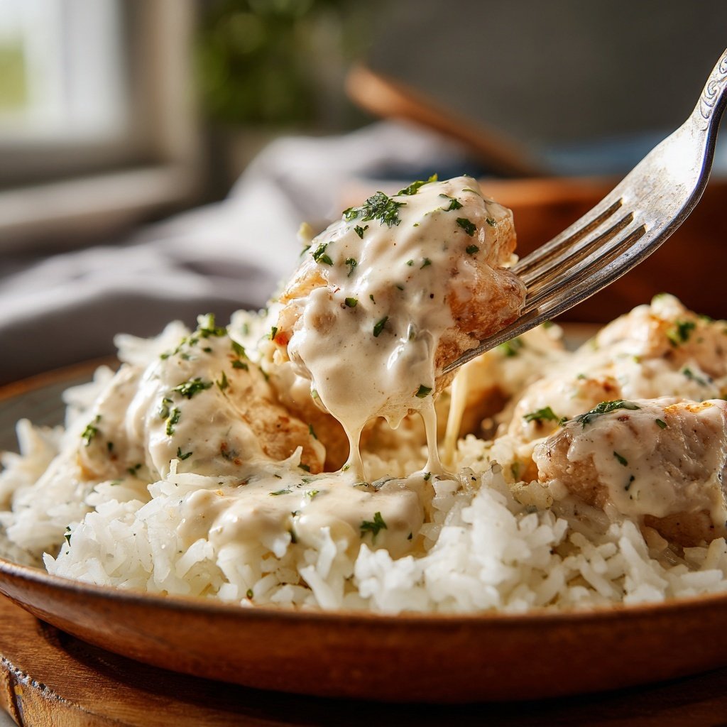 Creamy Garlic Chicken With Rice